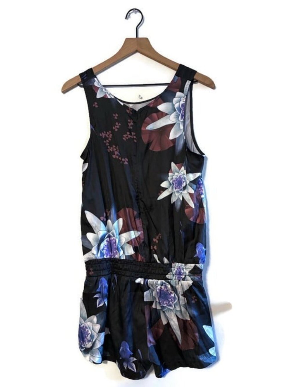 Adidas Originals Lotus Print Sleeveless Romper Jumpsuit Shorts Playsuit Small 6 - Picture 5 of 10